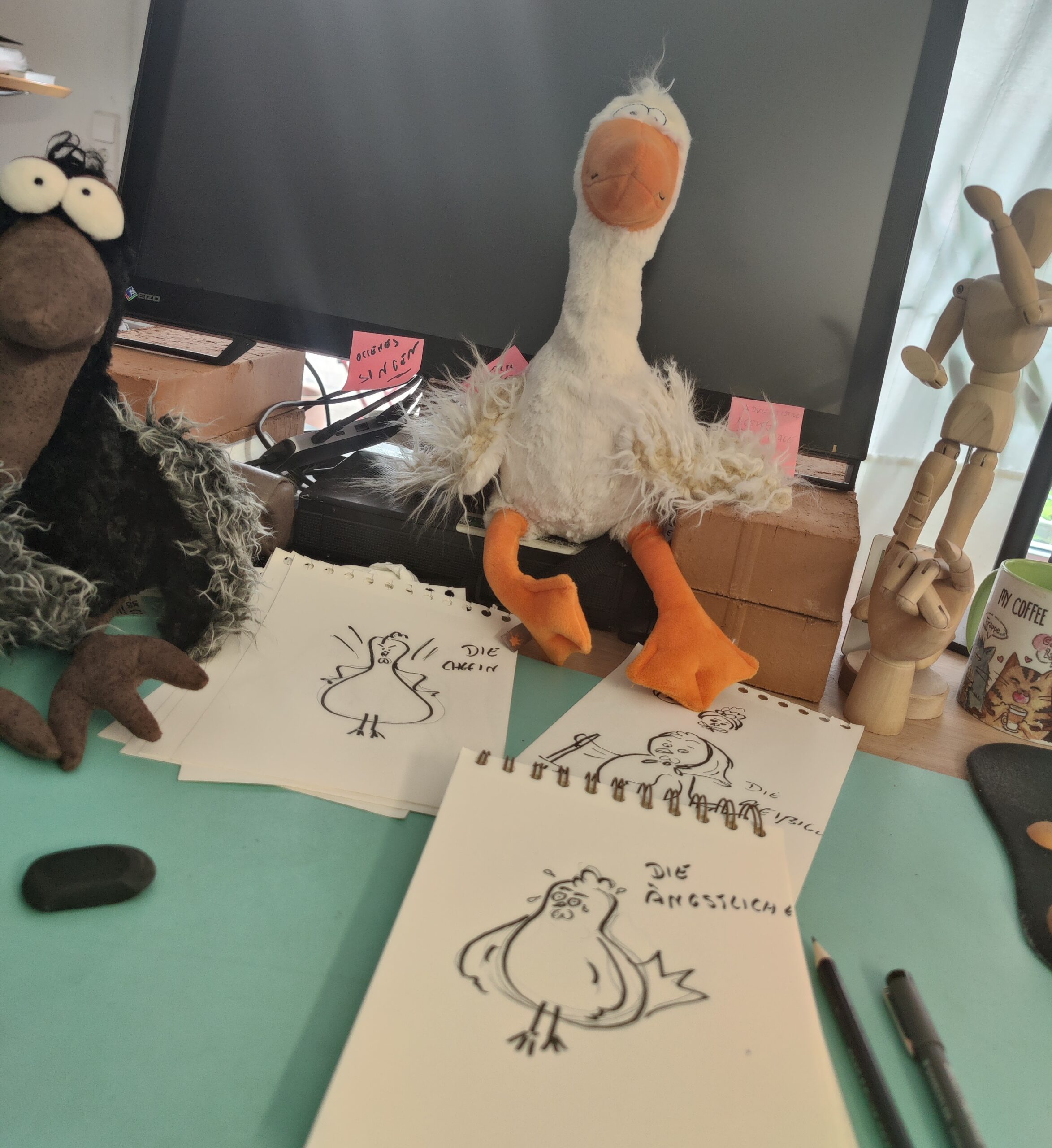Storch und Hahn streiten sich